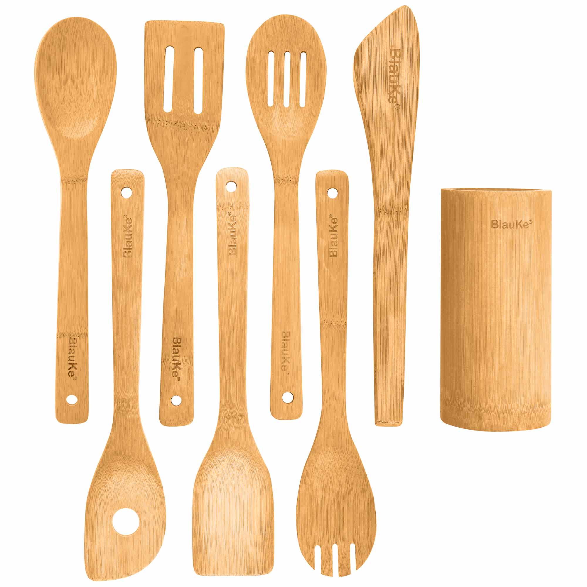 Bamboo Kitchen Utensils Set 8-Pack - Wooden Cooking Utensils for Bamboo Kitchen Utensils Set 8-Pack - Wooden Cooking Utensils for
